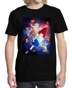 Мужская футболка с рисунком rocket cat Buzz Shirts, черный
