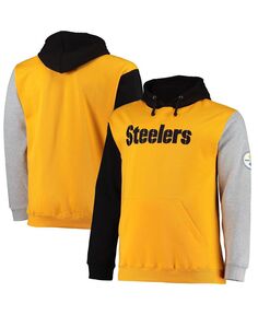 Мужская черная золотистая толстовка с капюшоном pittsburg steelers big and tall pullover Profile, мульти