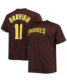Мужская футболка yu darvish brown san diego padres big and tall с именем и номером Profile, коричневый