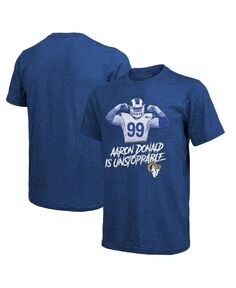 Мужская футболка threads aaron donald royal los angeles rams tri-blend player Majestic