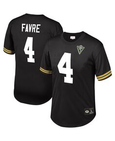 Мужская футболка brett favre black green bay packers из сетки с именем и номером игрока на пенсии Mitchell &amp; Ness, черный