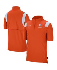 Мужская оранжевая куртка clemson tigers coach с коротким рукавом и молнией на четверть Nike