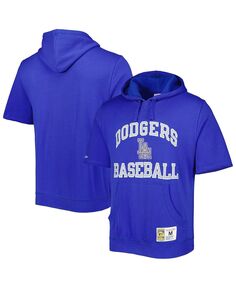 Мужская толстовка с капюшоном из выстиранного флиса royal los angeles dodgers cooperstown collection с коротким рукавом Mitchell &amp; Ness