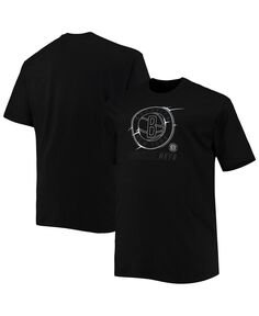 Мужская черная футболка brooklyn nets big and tall pop Profile, черный