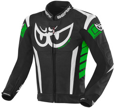 Мотоциклетная кожаная куртка Berik Zacura с регулируемой талией, черный/белый/зеленый