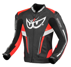 Мотоциклетная кожаная куртка Berik Air-B с дышащей сетчатой подкладкой, черный/красный