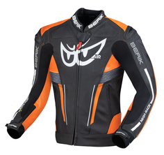Мотоциклетная кожаная куртка Berik Air-B с дышащей сетчатой подкладкой, черный/оранжевый