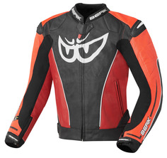 Мотоциклетная кожаная куртка Berik Street с регулируемой талией и манжетами, черный/красный