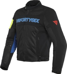 Куртка Dainese VR46 Grid Air Tex перфорированная мотоциклетная текстильная, черный/синий/желтый
