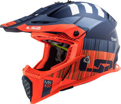 Шлем LS2 MX437 Fast Evo XCode для мотокросса, оранжево-синий