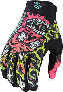 Перчатки Troy Lee Designs Air Skull Demon для мотокросса, оранжевый/зеленый