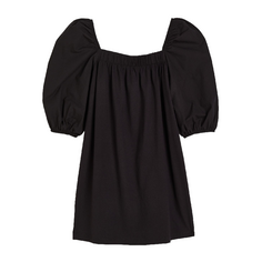 Платье H&amp;M Puff-sleeved Cotton, черный H&M