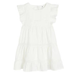Платье H&amp;M Flounced Lace-detail, белый H&M