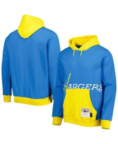 Толстовка мужская пудровая синяя los angeles chargers big face 5.0 pullover hoodie Mitchell &amp; Ness, синий