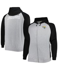 Мужская куртка heather grey jacksonville jaguars big and tall fleece raglan с капюшоном и молнией во всю длину Profile, мульти