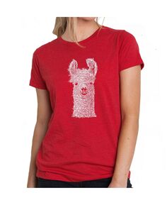 Женская футболка премиум-класса word art — лама LA Pop Art, красный