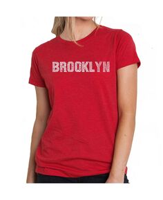 Женская футболка премиум-класса word art - brooklyn neighborhoods LA Pop Art, красный