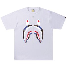 Футболка BAPE Logo Check Shark Tee &apos;White/Blue&apos;, белый