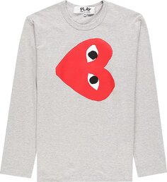 Футболка Comme des Garçons Long-Sleeve Play T-Shirt With Sideways Red Heart &apos;Grey&apos;, серый