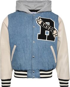 Куртка Rhude Washed Denim Hooded Varsity Jacket &apos;Indigo/Creme&apos;, синий