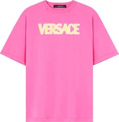 Футболка Versace Logo Print T-Shirt Fuchsia/Yellow, розовый