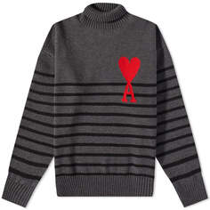 Джемпер AMI Large A Heart Striped Roll Neck Knit