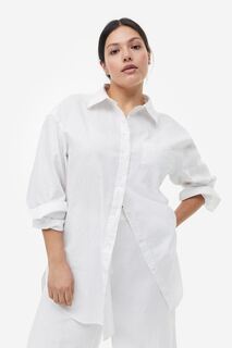 Рубашка из смесовой льняной ткани H&amp;M, белый H&M