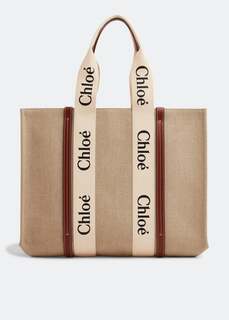 Сумка-тоут CHLOÉ Woody large tote bag, бежевый Chloe