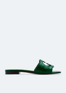 Сандалии GUCCI Interlocking G cut-out slide sandals, зеленый