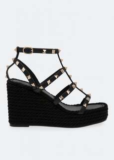 Сандалии VALENTINO GARAVANI Rockstud wedge sandals, черный