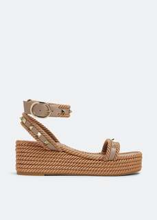 Сандалии VALENTINO GARAVANI Rockstud Torchon flatform sandals, бежевый