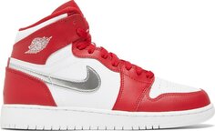 Кроссовки Air Jordan 1 Retro High GS Silver Medal, красный