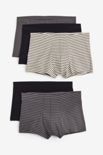 Комплект боксеров H&amp;M Striped, 5 предметов, черный/серый/белый H&M