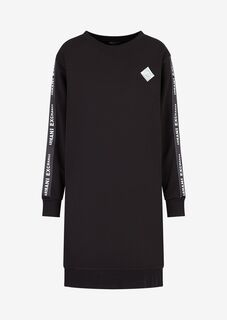 Платье миди из мягкого модального джерси с длинными рукавами Armani Exchange, черный