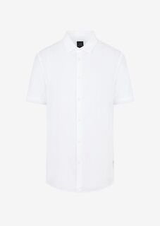 Рубашка классического кроя из хлопкового модала с короткими рукавами Armani Exchange, белый