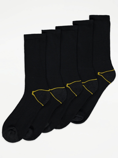 Черные носки с мягкой подошвой для спецодежды (5 шт.) George., черный
