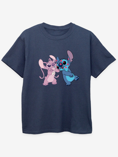 Детская темно-синяя футболка с принтом NW2 Lilo &amp; Stitch Valentines George., нави