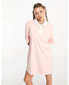 Розовое платье-футболка с воротником COLLUSION
