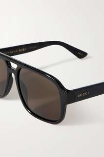 GUCCI EYEWEAR солнцезащитные очки в массивной D-оправе из ацетата, черный
