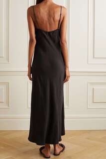 LESET Платье макси Kim из смесового атласа TENCEL, темно-коричневый