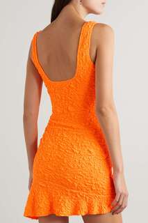 LOVESHACKFANCY неоновое платье мини Bartlette со сборками, апельсин