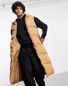 Длинный пуховик ASOS DESIGN, бежевый