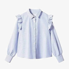Блузка для девочки с длинным рукавом Mango Kids Carlota, голубой