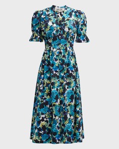 Платье миди Erica с пышными рукавами и цветочным принтом Diane von Furstenberg