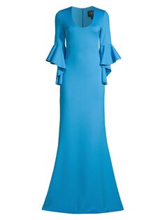 Платье Eve Cambria с оборками на рукавах Black Halo, синий