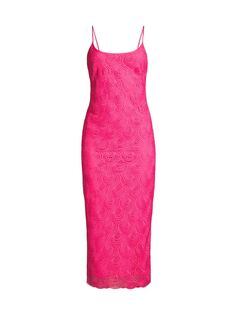 Круглое кружевное платье-комбинация миди Donna Karan New York, розовый
