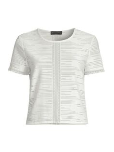 Трикотажная блуза City Garden с кружевной отделкой Donna Karan New York, слоновая кость