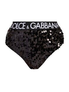 Трусики-бикини с логотипом и пайетками DOLCE&amp;GABBANA, неро