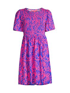 Присборенное мини-платье Chrystelle Palm Lilly Pulitzer, разноцветный