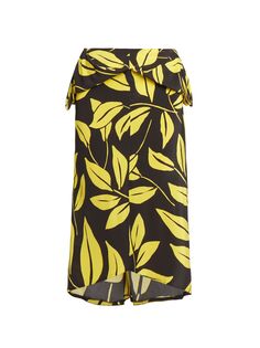Шелковая юбка миди с деконструированной пальмой Meryll Rogge, желтый